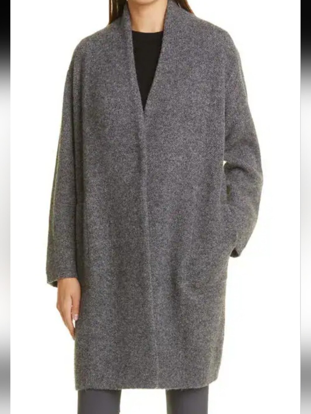 Vince Bouclé Cardigan Coat, open front, textured wool Alpaca blend, Women's M